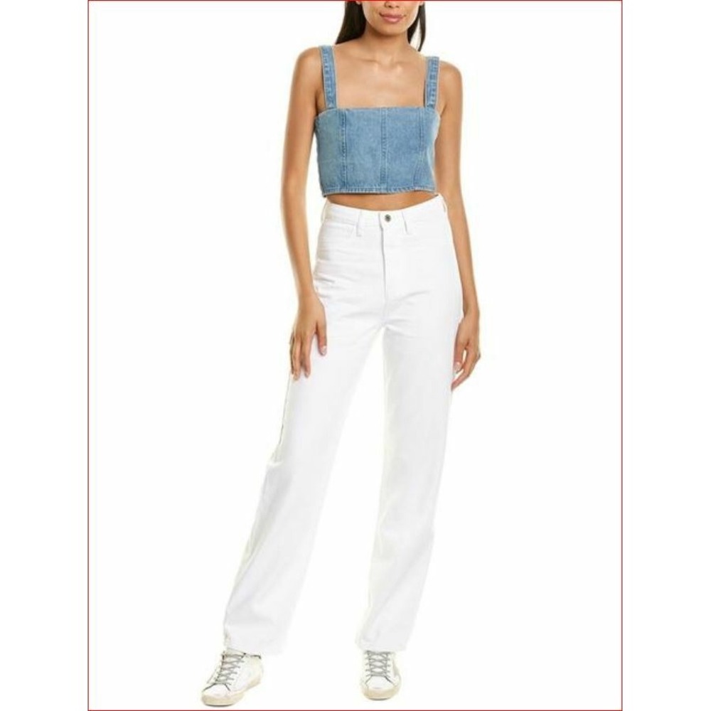 Weworewhat women Mom jeans rigid denim ZWD Powder WWDB39-1 white sz 25 $158